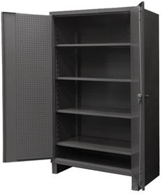 Durham HDCP244878-4S95 12 Gauge Extra Heavy Duty Shelf Cabinet with PegBoard Doors.