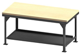 Durham HDWB-MT-3672-95 Extra Heavy Duty Workbench with maple top, 2 shelves and provisions for optional drawer, gray