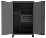 Durham HDWCP244878-4M95 Heavy Duty Cabinet with 4 shelves, 4 drawers, pad-lockable doors with pegboard panels, 3 point locking system, wardrobe with hanging bar and 6