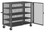 Durham HTL-3672-DD-3AS-95 Security Mesh Truck with 6" x 2" Phenolic casters, (2) rigid and (2) swivel, 4 shelves, tubular push handle and pad lockable doors