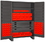 Durham JCBDLP694RDR-1795 Heavy Duty Cabinet, lockable with 1 adjustable shelf and 12 door shelves, 69 red Hook-On-Bins, 4 drawers, flush door style, gray