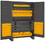 Durham JCBDLP724RDR-95 Heavy Duty Cabinet, lockable with 1 adjustable shelf and 12 door shelves, 72 yellow Hook-On-Bins, 4 drawers, flush door style, gray