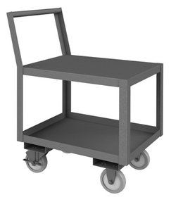 Durham LDO-182436-2-95 Low Deck Service Truck with 5" x 1-1/4" Polyurethane casters, (2) rigid and (2) swivel with side brakes, 2 shelves, 1-1/2" lips up on the bottom shelf