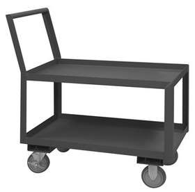 Durham LDO-183236-2-ALU-95 Low Deck Service Truck with 5" x 1-1/4" Polyurethane casters, (2) rigid and (2) swivel with side brakes, 2 shelves, 1-1/2" lips up on both shelves