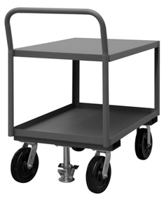Durham LDO-243041-2-8PHFL-95 Low Deck Service Truck with 8" x 2" Phenolic casters, (2) rigid and (2) swivel, 2 shelves, 1-1/2" lips up on bottom shelf and floor lock