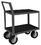 Durham LIC-2436-2-8SPN-95 Low Profile Instrument Cart with 8" x 2" Semi-Pneumatic casters, (2) rigid and (2) swivel, 2 shelves, Non-slip black vinyl matting on both shelves and raised offset handle