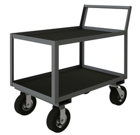 Durham LIC-2436-2-ALU-95 Low Profile Instrument Cart with 8" x 3" Pneumatic casters, (2) rigid and (2) swivel, 2 shelves, Non-slip black vinyl matting and 1-1/2" lips up on both shelves
