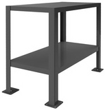 Durham MT12G244830-3K295 Extra Heavy Duty Machine Table with (2) 12 gauge shelves and stiffeners, gray
