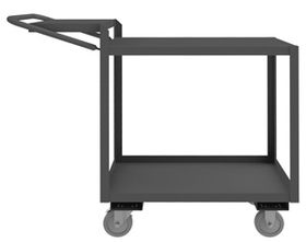 Durham OPCFS-1832-2-TLD-95 Order Picking Cart with 5" x 1-1/4" Polyurethane casters, (2) rigid and (2) swivel with side brakes, 2 shelves, flat writing shelf