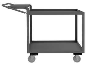 Durham OPCFS-2436-2-95 Order Picking Cart with 5" x 1-1/4" Polyurethane casters, (2) rigid and (2) swivel with side brakes, 2 shelves, flat writing shelf