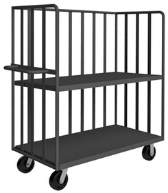 Durham OPT-4824-2-6PH-95 Open Portable Truck with 6" x 2" Phenolic casters, (2) rigid and (2) swivel, 2 shelves and tubular push handle, gray