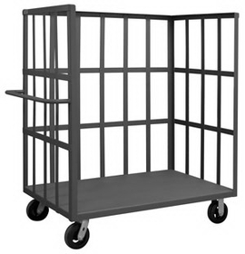 Durham OPTFB-4830-1-6MR-95 Open Portable Truck with 6" x 2" Mold-On Rubber casters, (2) rigid and (2) swivel, 1 shelf and tubular push handle, gray