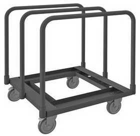 Durham PM-2831-OD-5PO-95 Panel Moving Truck with 5" x 1-1/4" Polyolefin casters, (4) swivel with side brakes, open deck and 3 removable dividers, gray
