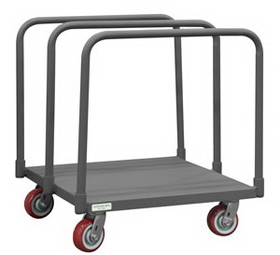 Durham PM-2831-SD-95 Panel Moving Truck with 5" x 2" Polyurethane casters, (4) swivel, solid deck and 3 removable dividers, gray
