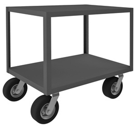 Durham RIC24362NHNRM4SW8PN95 Rolling Instrument Cart with (4) swivel 8" x 3" Pneumatic casters and 2 shelves, no handle, gray