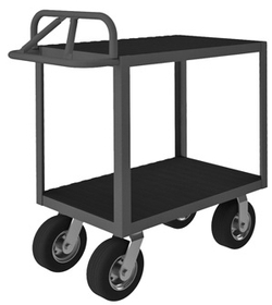 Durham RICE-2436-2-8SPN-95 Rolling Instrument Cart with 8" x 2" Semi-Pneumatic casters, (2)rigid and (2)swivel, 2 shelves, with Non-slip black vinyl matting on both shelves