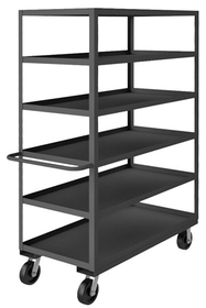Durham RSC-244873-6-3K-95 Rolling Service Cart, with 6" x 2" Phenolic casters, (2) rigid and (2) swivel, 6 shelves, 1-1/2" lips up and a tubular push handle