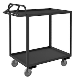 Durham RSCE-243648-2-95 Rolling Service Cart with 5" x 1-1/4" Polyurethane casters, (2) rigid, (2) swivel with side brakes, 2 shelves, 1-1/2" lips up and an ergonomic handle