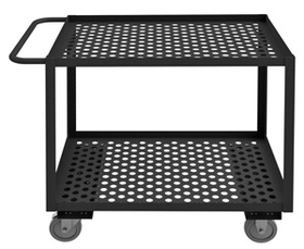 Durham RSCM-2436-2-95 Rolling Service Cart, 5" x 1-1/4" Polyurethane Casters - 2 Rigid, 2 Swivel with Side Brakes, 2 Perforated Shelves, 1-1/2" Lips Up, and Tubular Handle