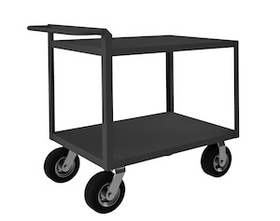 Durham RSCR-243638-ALD-95 Rolling Service Cart, 8" x 3" Pneumatic casters, (2) rigid and (2) swivel, 2 shelves and a raised tubular handle