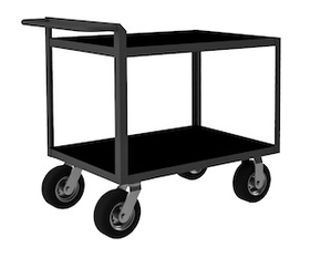 Durham RSCR243638ALDRM8PN95 Rolling Service Cart, 8" x 3" Pneumatic casters, (2) rigid and (2) swivel, 2 shelves with rubber matting and a raised tubular handle
