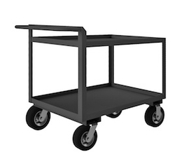Durham RSCR243638ALU8PN95 Rolling Service Cart, 8" x 3" Pneumatic casters, (2) rigid and (2) swivel, 2 shelves, 1-1/2" lips up on both shelves and a raised tubular handle