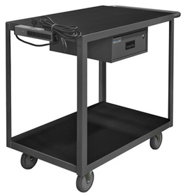 Durham RSIC-2436-2-5PU-95 2 Shelf Instrument Cart with Drawer and Electrical Strip (Polyurethane Caster)
