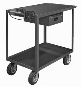 Durham RSIC-2436-2-8PN-95 2 Shelf Instrument Cart with Drawer and Electrical Strip (Pneumatic Caster)