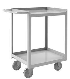 Durham SRSC1618242FLD5PU Stainless Steel Stock Cart with 5" x 1-1/4" Polyurethane casters, (2) rigid and (2) swivel with side brakes, 2 shelves, 18x24