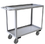 Durham SRSC1618362ALU5PUS Stainless Steel Stock Cart with 5" x 1-1/4" Polyurethane casters with stainless rig, (2) rigid and (2) swivel, 2 shelves, all 1-5/8" lips up and tubular push handle