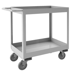 Durham SRSC31618302ALU5PUS Stainless Steel Stock Cart with 5" x 1-1/4" Polyurethane casters with stainless rig, (2) rigid and (2) swivel, 2 shelves, all 3" lips up and tubular push handle