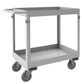 Durham SRSC32016302ALU4PU Stainless Steel Stock Cart with (4) 4" x 1-1/4" swivel Polyurethane casters, 2 shelves, 4 bumper guards, all 3" lips up and tubular push handle
