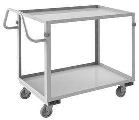 Durham SRSCE2022362ALU4PU Stainless Steel Stock Cart with (4) 4 x 1-1/4" swivel Polyurethane casters, 2 shelves, 4 bumper guards, all 1-1/4" lips up and tubular push handle