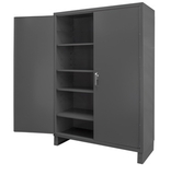 Durham SSC-602484-4S-95 Heavy Duty Cabinet, 1 fixed shelf and 4 adjustable shelves, recessed door style, gray