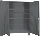 Durham SSC-602484-BDLP-3S-95 Heavy Duty Cabinet, 1 fixed shelf and 3 adjustable shelves, recessed door style, gray