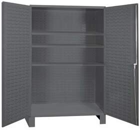 Durham SSC-602484-BDLP-3S-95 Heavy Duty Cabinet, 1 fixed shelf and 3 adjustable shelves, recessed door style, gray