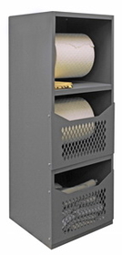 Durham VSCSP-242472-2-95 Spill Control Cabinet comprised of 16 gauge, all welded steel construction with 3 shelves and 2 front covers to retain supplies