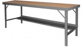Durham WBF-TH-3696-95 Folding Leg Work Bench With Tempered Hard Board Over Steel Top