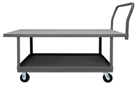 Durham WHPT24485PH95 2 Deck Platform Truck with 5 X 2 Phenolic bolt-on casters, (2) rigid and (2) swivel with removable, tubular offset push handle, gray