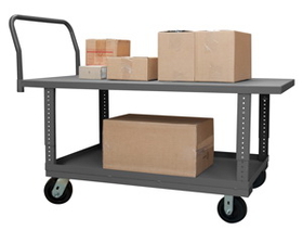 Durham WHPTA24486MR95 Adjustable 2 Deck Platform Truck with 6" x 2" Mold-On-Rubber casters, 24x48