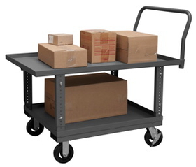 Durham WHPTLUA30486MR95 Adjustable 2 Deck Platform Truck with 6" x 2" Mold-On-Rubber casters, 30X48