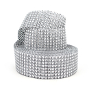 Aspire Silver Diamond Mesh Wrap Roll Rhinestone Crystal Ribbon 1.5