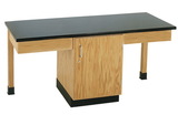 Diversified Woodcrafts 2100K 2 Station Table W/ No Top, Plain Apron & Door Cabinet
