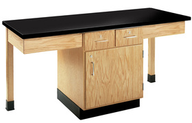 Diversified Woodcrafts 2204K 2 Station Table W/ Phenolic Resin Top, Plain Apron & Door/Dr