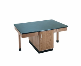 Diversified Woodcrafts 2300K 4 Station Table W/ No Top, Plain Apron & Door Cabinet