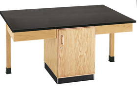 Diversified Woodcrafts 2306K 4 Station Table W/ 1" Solid Epoxy Resin Top, Plain Apron &