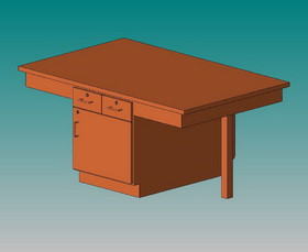 Diversified Woodcrafts 2404K 4 Station Table W/ Phenolic Resin Top, Plain Apron & Door/Dr