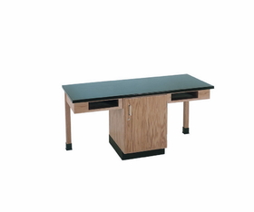 Diversified Woodcrafts C2100K 2 Station Table W/ No Top, Compartment Apron & Door Cabinet