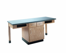 Diversified Woodcrafts C2200K 2 Station Table W/ No Top, Compartment Apron & Door/Drawer C