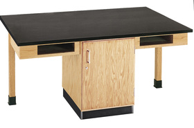 Diversified Woodcrafts C2302K 4 Station Table W/ 1-1/4" Chemarmor Top, Compartment Apron, Plain